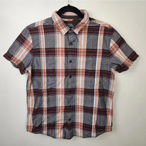 Prana Other - Prana Men's Orange Brown Plaid Lukas Shirt Short Sleeve Button‎ Front Size Small